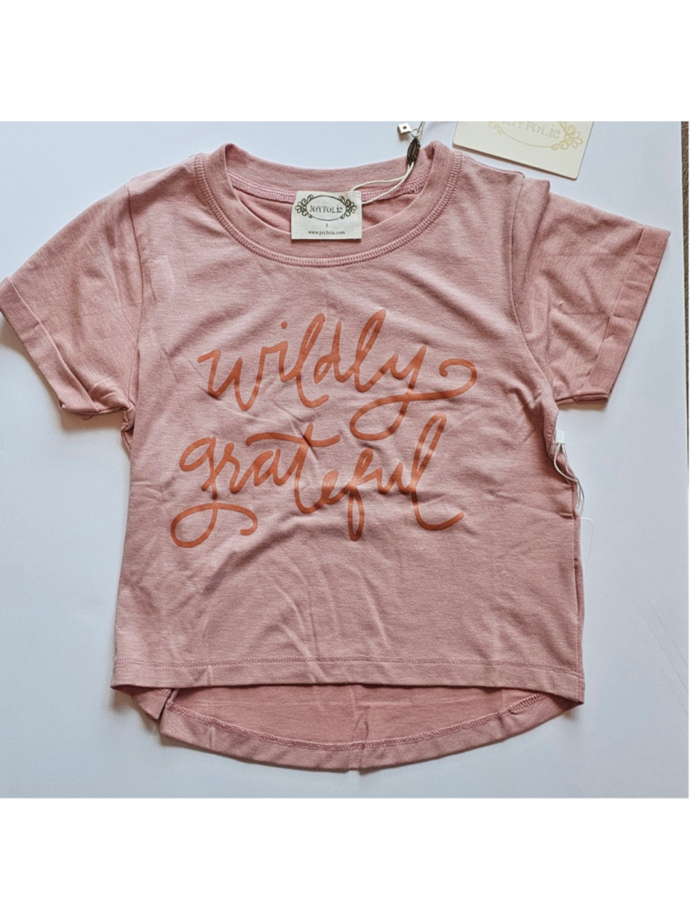 Girls Joyfolie Wildly Grateful Graphic Tee, Size 3T, Pink and Orange